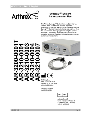 SynergyHD3 System AR-3200-xxxx Instructions for Use Manual Rev B