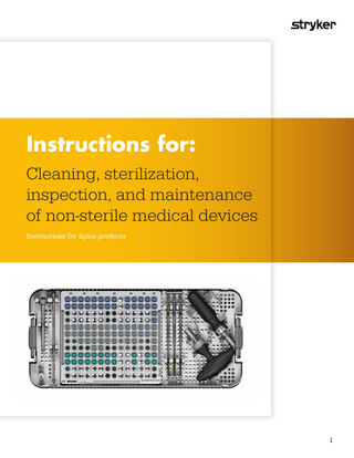 Spine Cleaning, sterilization, inspection and maintenance of reusable medical devices Instructions