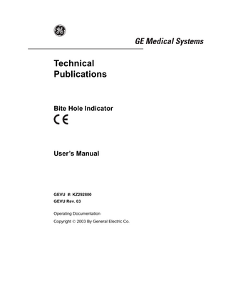 Bite Hole Indicator Users Manual Rev 03 Jan 2004