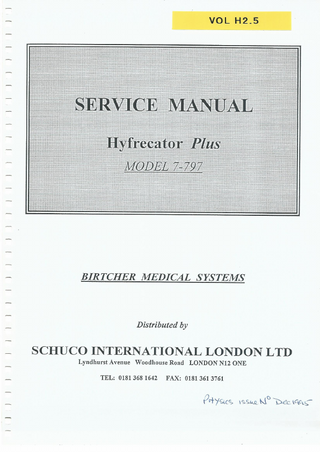 Hyfrecator Plus Model 7-797 Service Manual