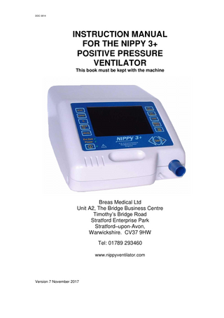 NIPPY 3+ Pos Pressure Ventilator Instruction Manual Ver 7 Nov 2017