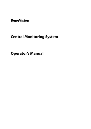 BeneVision Central Monitoring System Operators Manual Rev 9.0 