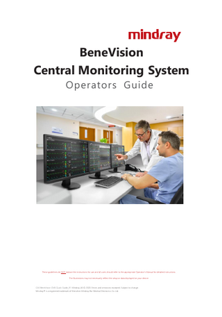 BeneVision Central Monitoring System Quick Reference Guide V1 2020