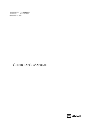 IonicRF Generator Clinicians Manual Rev G Nov 2020