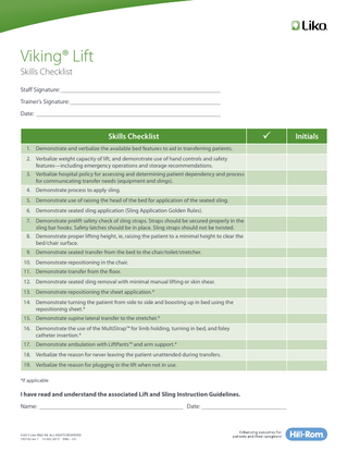 Viking Lift Skills Checklist Rev 1 July 2015