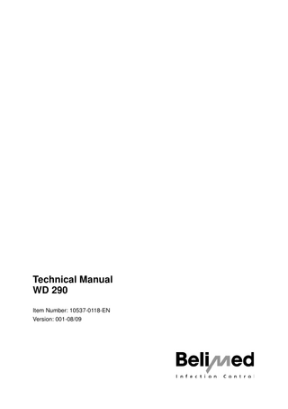 Technical Manual WD 290 Item Number: 10537-0118-EN Version: 001-08/09  