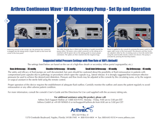 Continuous Wave III Arthroscopy Pump - Set Up and Operation Quick Guide Rev 0