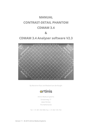 CDMAM 3.4 Contrast-Detail Phantom Manual sw Ver 2.3 Ver 11