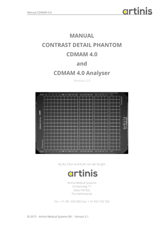 CDMAM 4.0 Contrast-Detail Phantom Manual Ver 2.1