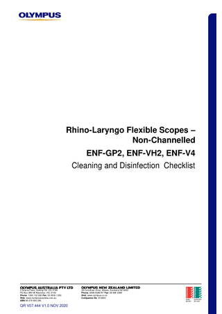 Rhino-Laryngo Flexible Scopes Cleaning and Disinfection Checklist