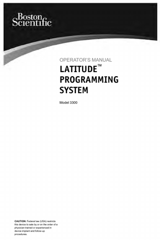 LATITUDE Programming System Model 3300  Operators Manual March 2017