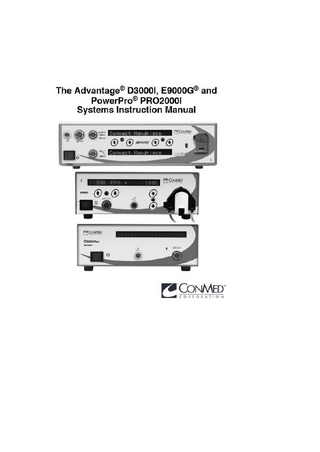 The Advantage D3000I, E9000G and PowerPro PRO2000I Systems Instruction Manual Rev. AA August 2017 