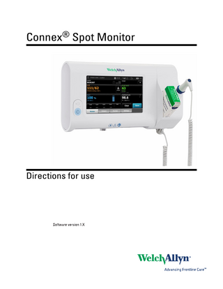 Connex Spot Monitor Directions for Use sw 1.X Ver M Oct 2015