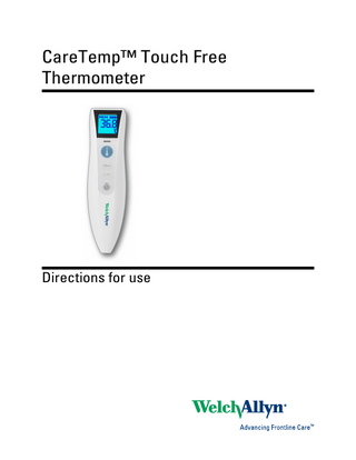 CareTemp™ Touch Free Thermometer  Directions for use  