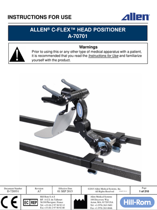 C-Flex Polar Head Positioning System A-70701 Instructions for Use Rev A7 Sept 2015