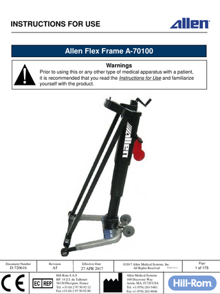 Flex Frame A-70100 Instructions for Use Rev A5 April 2017