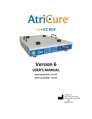 AtriCure cryoICE BOX Users Manual Ver 6 Rev B