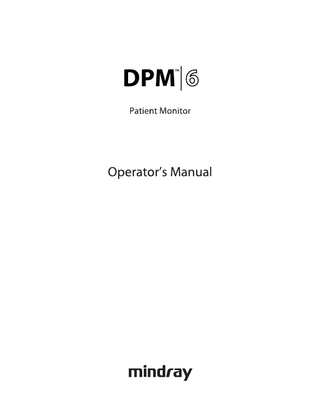  DPM 6 Patient Monitor Operators Manual Rev 18.0  March 2015 