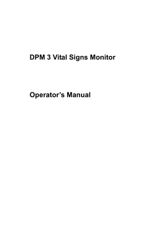 DPM 3 Vital Signs Monitor Operators Manual Rev 6.0  Dec 2012 