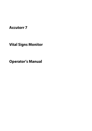 Accutorr 7  Vital Signs Monitor  Operator’s Manual  