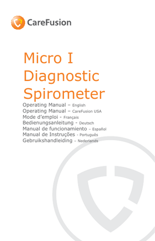 CareFusion Micro I Diagnostic Spirometer Operating Manual Issue 1.3 June 2016