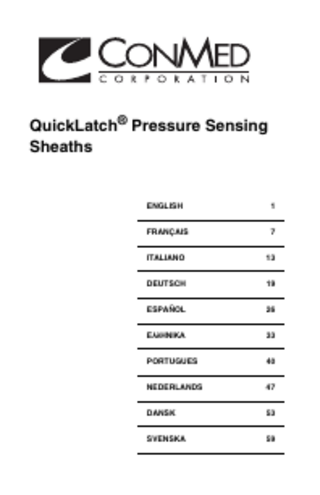 QuickLatch Pressure Sensing Sheaths Instructions for Use