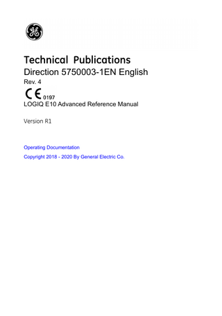 LOGIQ E10 Advanced Reference Manual Rev 4 June 2020