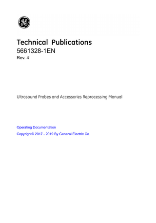 GE Ultrasound Probes and Accessories Reprocessing Manual