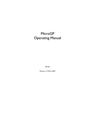 Micro Medical MicroGP Operating Manual Rev 1.5 March 2003