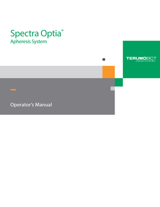 TERUMOBCT Spectra Optia Apheresis System Operators Manual Feb 2015