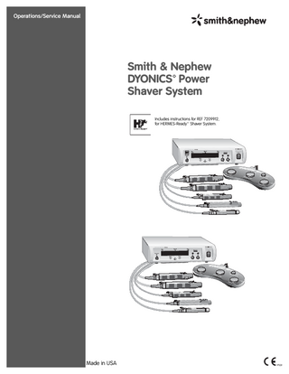 DYONICS Power Shaver System Operation-Service Manual Rev G