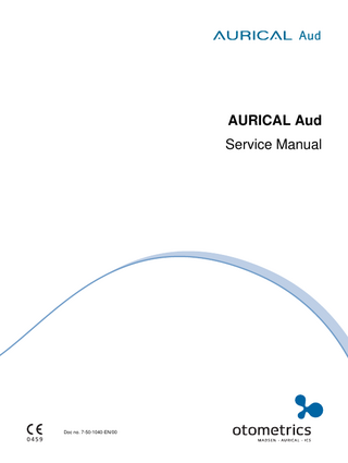 Table of Contents AURICAL Aud Service Manual 1  Introduction... 5 1.1 AURICAL Aud... 5 1.2 The OTOsuite Audiometry Module... 6 1.2.1 NOAH... 7 1.3 HI-PRO... 8 1.4 About this manual... 8 1.4.1 Installation and Assembly... 8 1.4.2 Safety... 8 1.5 Typographical conventions... 9 1.6 Service philosophy of AURICAL Aud... 9  2  Installation... 11 2.1 General notes... 11 2.2 Equipment failure... 11 2.2.1 Interference... 11 2.3 Debugging and error reporting... 12 2.3.1 Backup file... 12 2.3.2 Log files... 12  3  Troubleshooting... 13 3.1 AURICAL Aud and OTOsuite... 13 3.2 HI-PRO... 14  4  Service and repair... 15 4.1 Necessary equipment... 15 4.2 Approved service parts... 15 4.3 Servicing AURICAL Aud... 15 4.3.1 Replacement of the upper and lower cabinet covers... 16 4.3.2 Replacement of the Main PCB... 16  5  Updating AURICAL Aud Software... 17  6  Calibration... 19 6.1 Introductory notes... 19 6.2 Installation of the AURICAL Aud Calibration Application... 20 6.2.1 System requirements... 20 6.2.2 Installation procedure... 20 6.2.3 Launching the Calibration Application... 20 6.3 Prerequisites... 20  Otometrics  3  