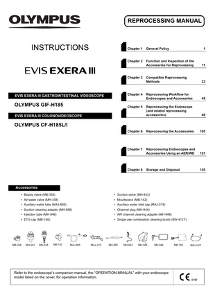 EVIS EXERA III Gastrointestinal and Colonovideoscope Reprocessing Manual