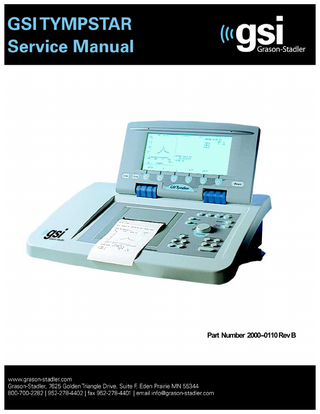 	GSI TympStar Versions 1 and 2 Service Manual Rev B Jan 2011