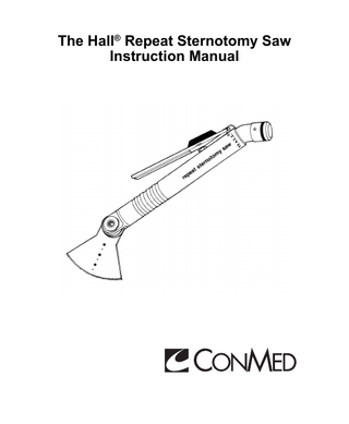 Hall Repeat Sternotomy Saw Instruction Manual