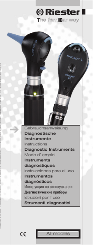 Riester Diagnostic Set ri-scope® L otoscope and ophthalmoscope Set Rev B June 2009