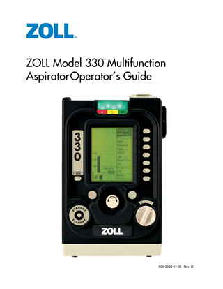 Zoll Multifunction Aspirator Model 330 Operators Guide Rev D June 2020