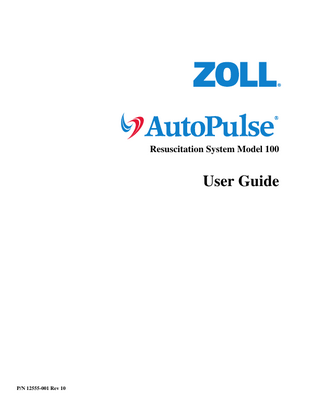 AutoPulse  Model 100 Resuscitation  System User Guide  Rev 10