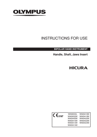 HICURA  Bipolar Hand Instrument Instructions for Use
