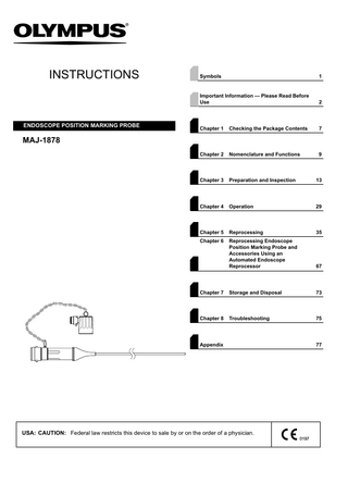 Endoscope Position Marking Probe MAJ - 1878 Instructions