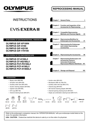 EVIS EXERA III GASTROINTESTINAL VIDEOSCOPE Reprocessing Manual