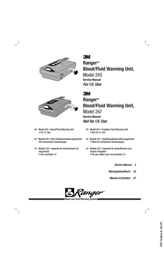 3M Ranger Blood-Fluid Warming System Model 245 - 247 Service Manual May 2014