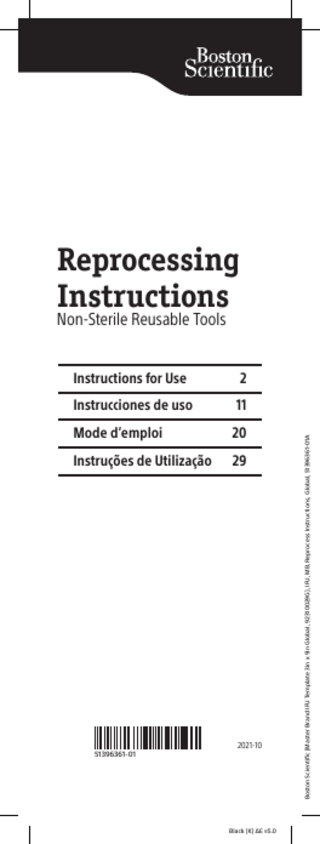 Non-Sterile Reusable Tools Reprocessing Instructions 