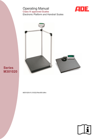 Operating Manual Class III approved Scales Electronic Platform and Handrail Scales  Series M301020  M301020-01-210322-Rev005-UM-e  