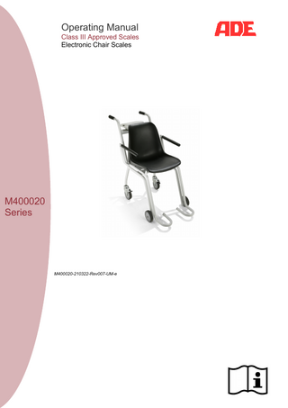 Operating Manual Class III Approved Scales Electronic Chair Scales  M400020 Series  M400020-210322-Rev007-UM-e  