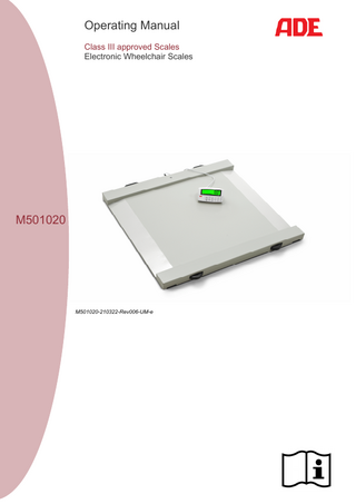 Operating Manual Class III approved Scales Electronic Wheelchair Scales  M501020  M501020-210322-Rev006-UM-e  