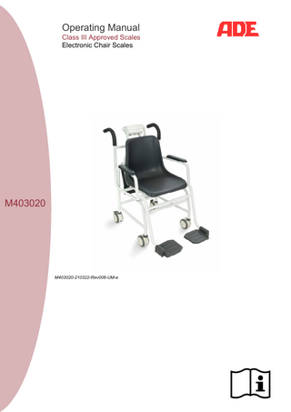 Operating Manual Class III Approved Scales Electronic Chair Scales  M403020  M403020-210322-Rev006-UM-e  