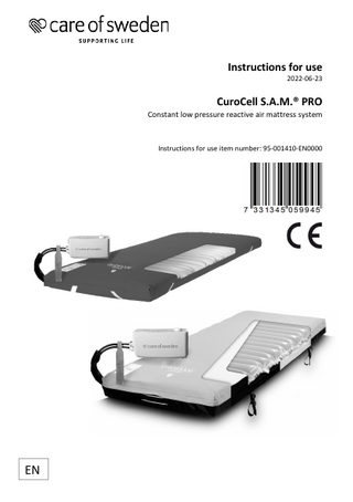 CuroCell S.A.M. PRO  and  PRO CF16 Constant low pressure reactive air mattress system Instructions for Use June 2022  