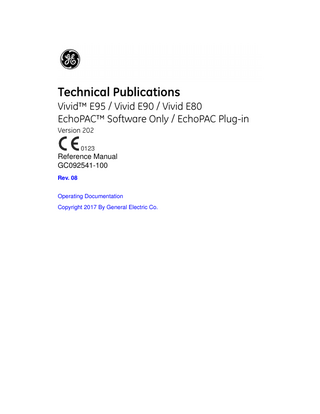 Vivid E80 E90 E95 Reference Manual Ver 202 Rev 08 May 2017