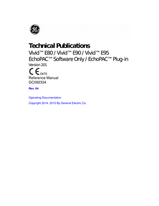 Vivid E80 E90 E95 with EchoPAC options Reference Manual Ver 201 Rev 04 Feb 2015